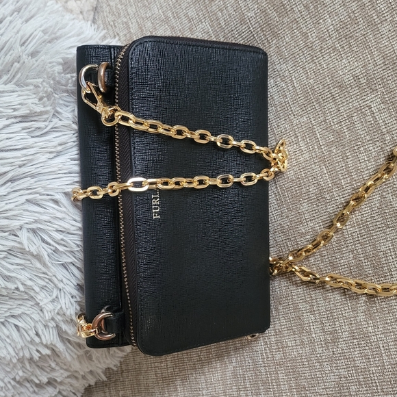 Furla Black and Gold Crossbody Bag with Aftermarket Chain - Picture 2 of 14